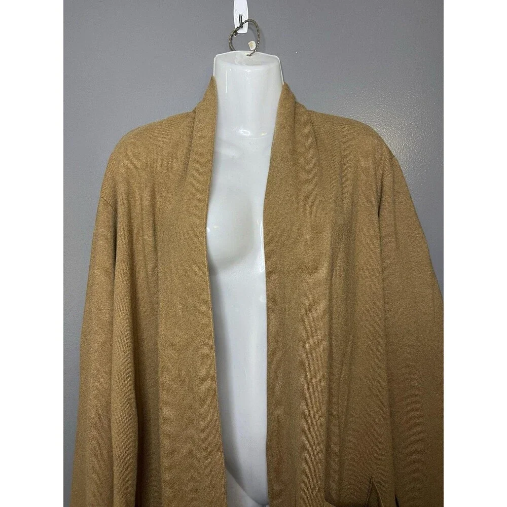J Crew Cardigan Sweater Womens Plus 2X Brown 100% Cotton Open Front Pockets